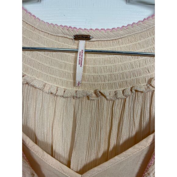 Free People Wind Willow Boho Embroidered Mini Dress Small Spring Summer Oversize - Picture 7 of 12